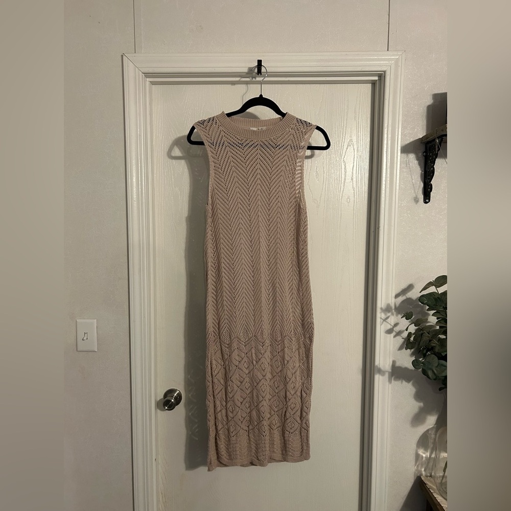Joie | Taupe Sleeveless Midi Dress | Size Large